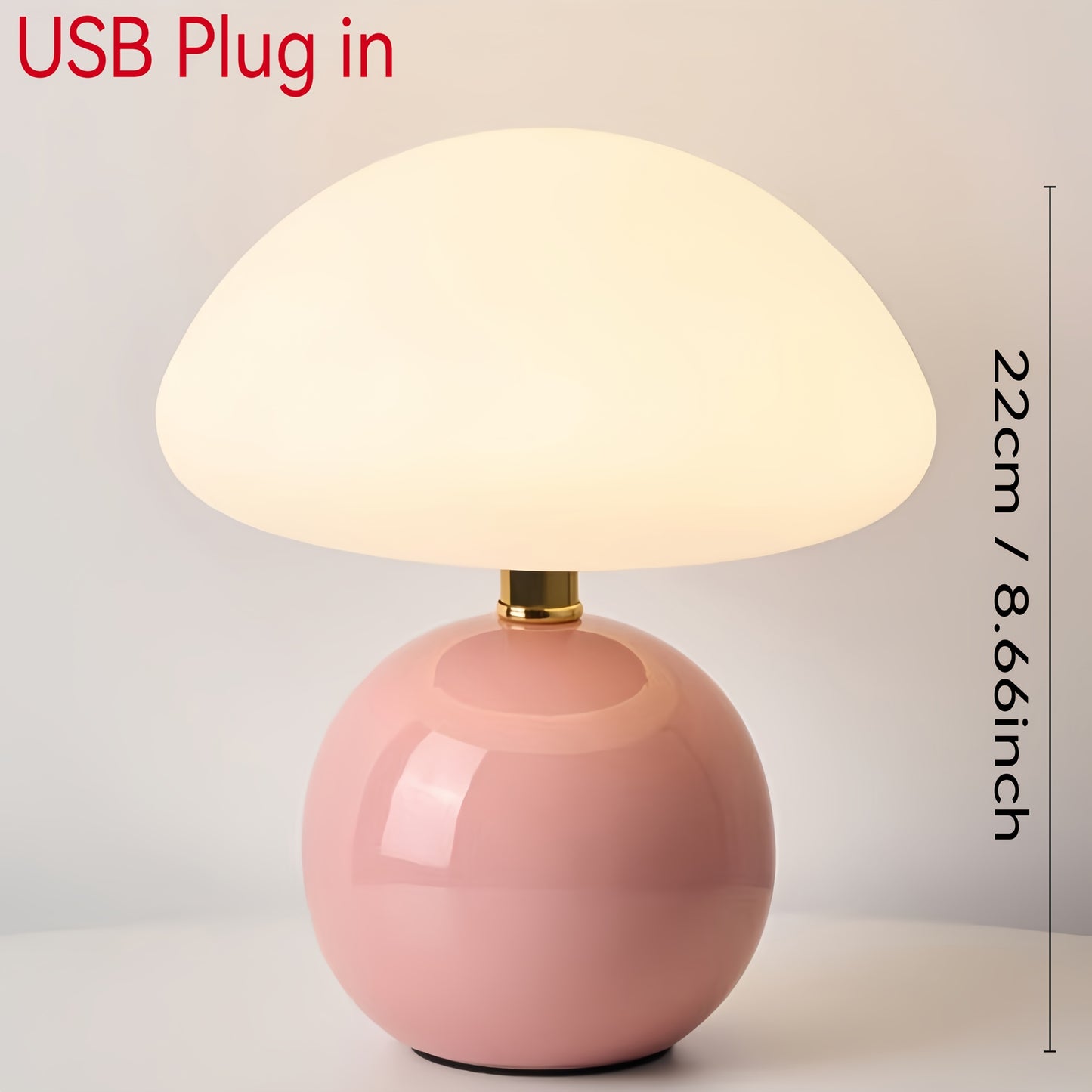 Elegant USB-Powered Ceramic Mushroom Table Lamp with Adjustable Brightness & Touch Control – Soft, Dimmable Light for Bedroom, Living Room, Desk, a