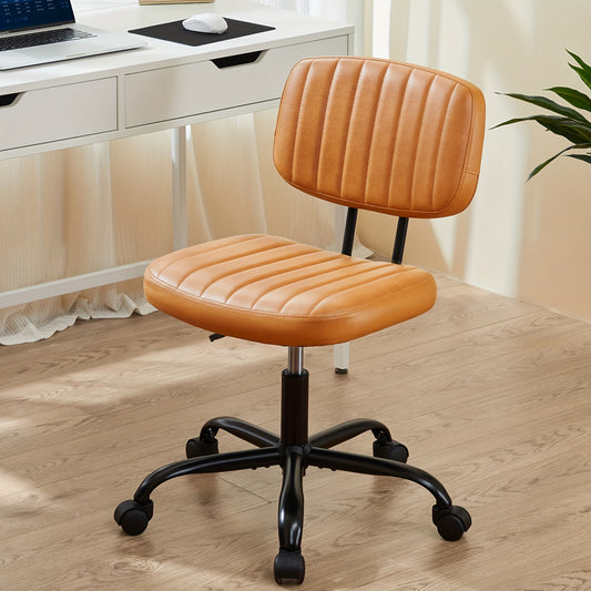 Everyday Comfort Ergonomic Office Chair with Lumbar Support, Adjustable Height, and Wheels – Comfy Armless Swivel Task Chair for Home or Office Study, Black