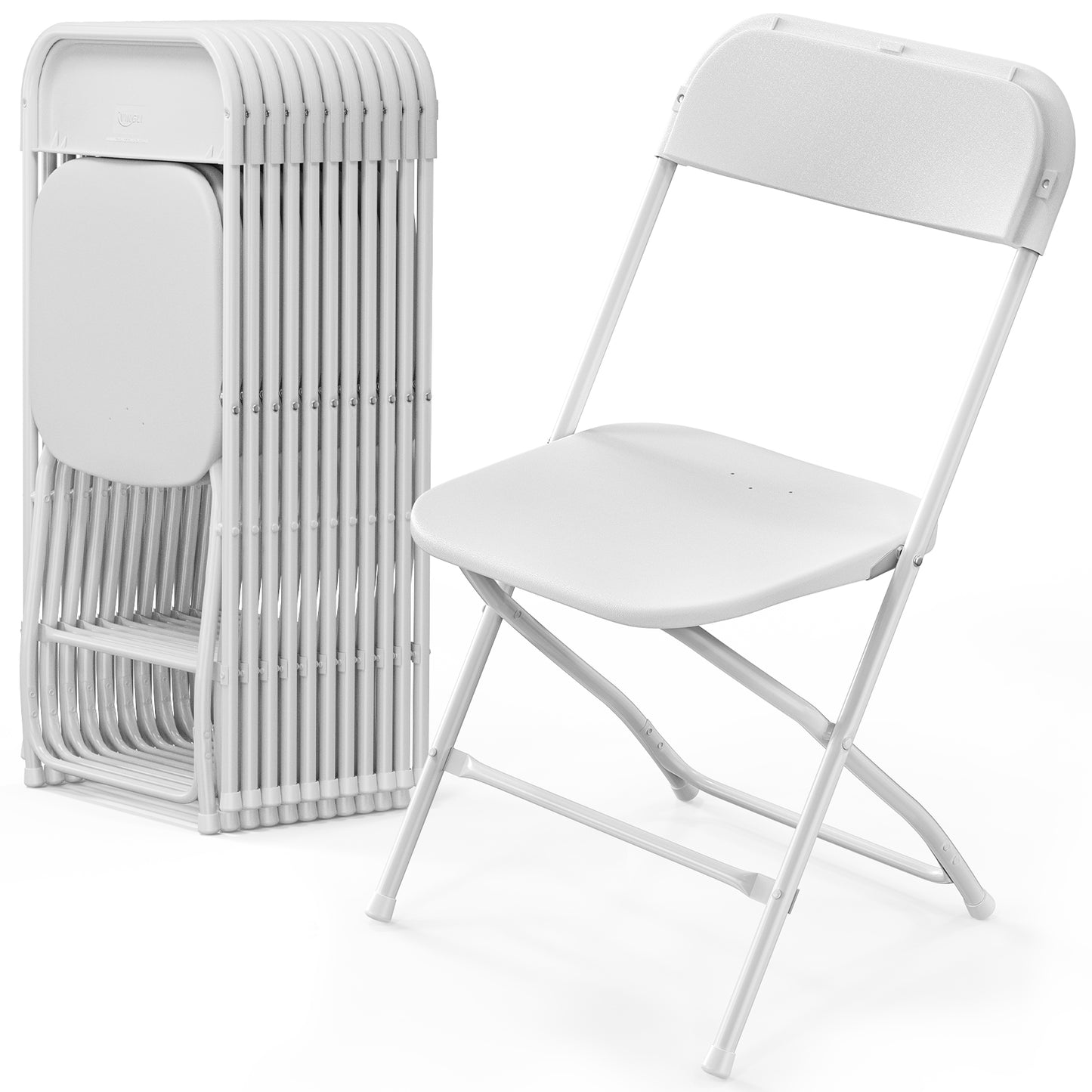 Plastic Folding Chair Indoor Outdoor Portable Stackable Commercial Seat with Steel Frame 350lb Capacity for Events Office Wedding Party Picnic Kitchen Dining