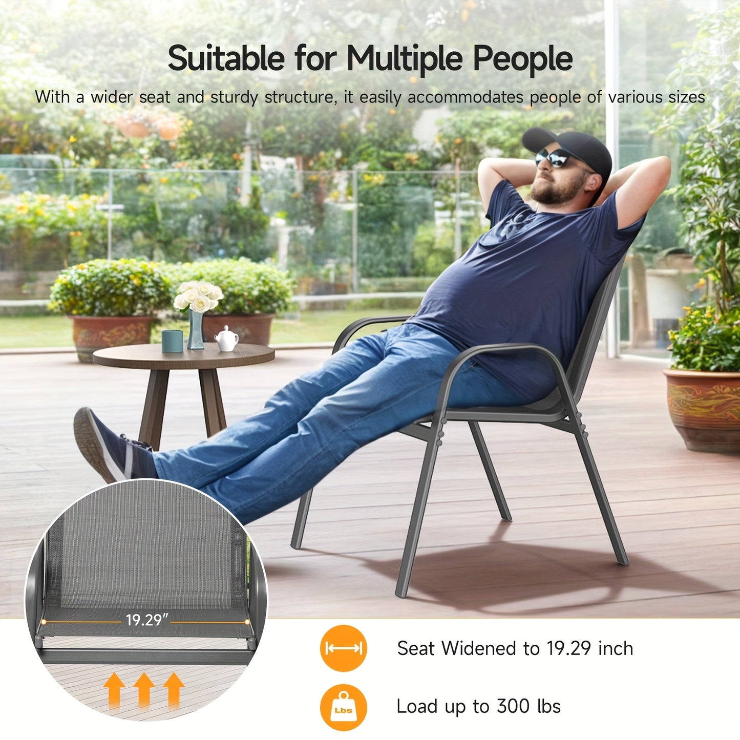 2\u002F4\u002F6pcs Outdoor Chairs Set, Comfortable All-Season Textilene Metal Outdoor Chairs Set, Quickly Install Patio Dining Chairs with Widen Seat And High Back,