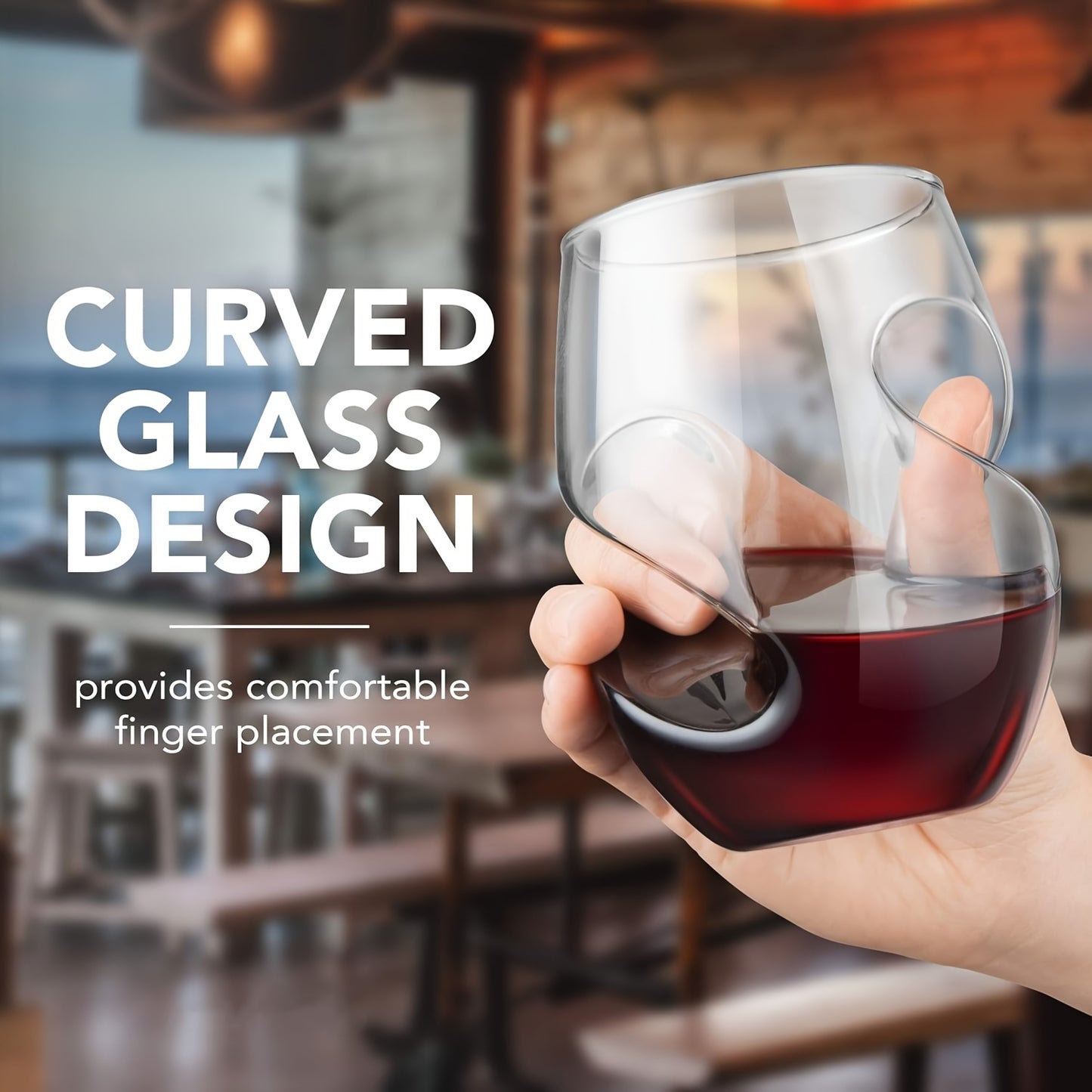 Borosilicate Glasses 4 New 16oz Borosilicate Glasses - Elegant Curved Glassware - Wine Glasses Suitable for Parties, Weddings, Gatherings, Picnics, Iced Coffee,