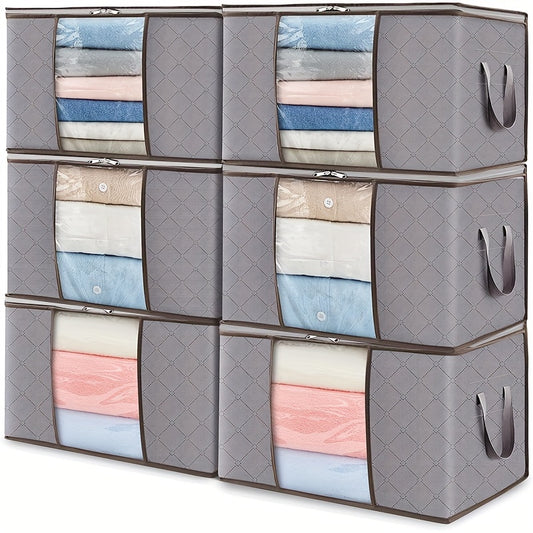 6pcs Extra Large Storage Bags 6pcs Extra Large Storage Bags with Zipper | Quilt and Blanket Organizer for Home, Covered Storage for Clothes, Sweaters,