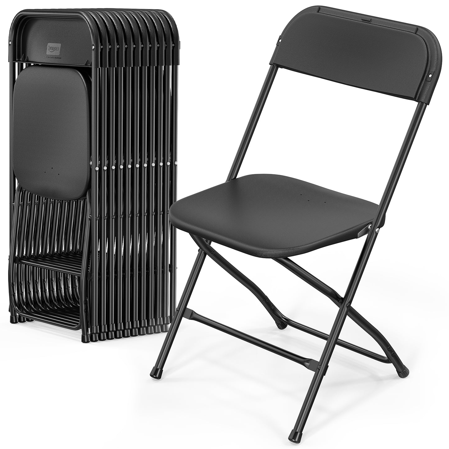 Plastic Folding Chair Indoor Outdoor Portable Stackable Commercial Seat with Steel Frame 350lb Capacity for Events Office Wedding Party Picnic Kitchen Dining
