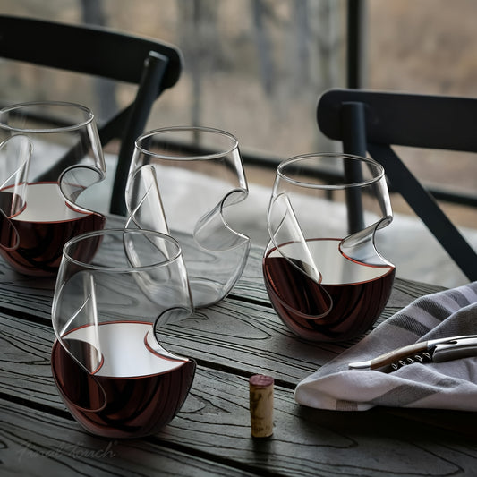 Borosilicate Glasses 4 New 16oz Borosilicate Glasses - Elegant Curved Glassware - Wine Glasses Suitable for Parties, Weddings, Gatherings, Picnics, Iced Coffee,