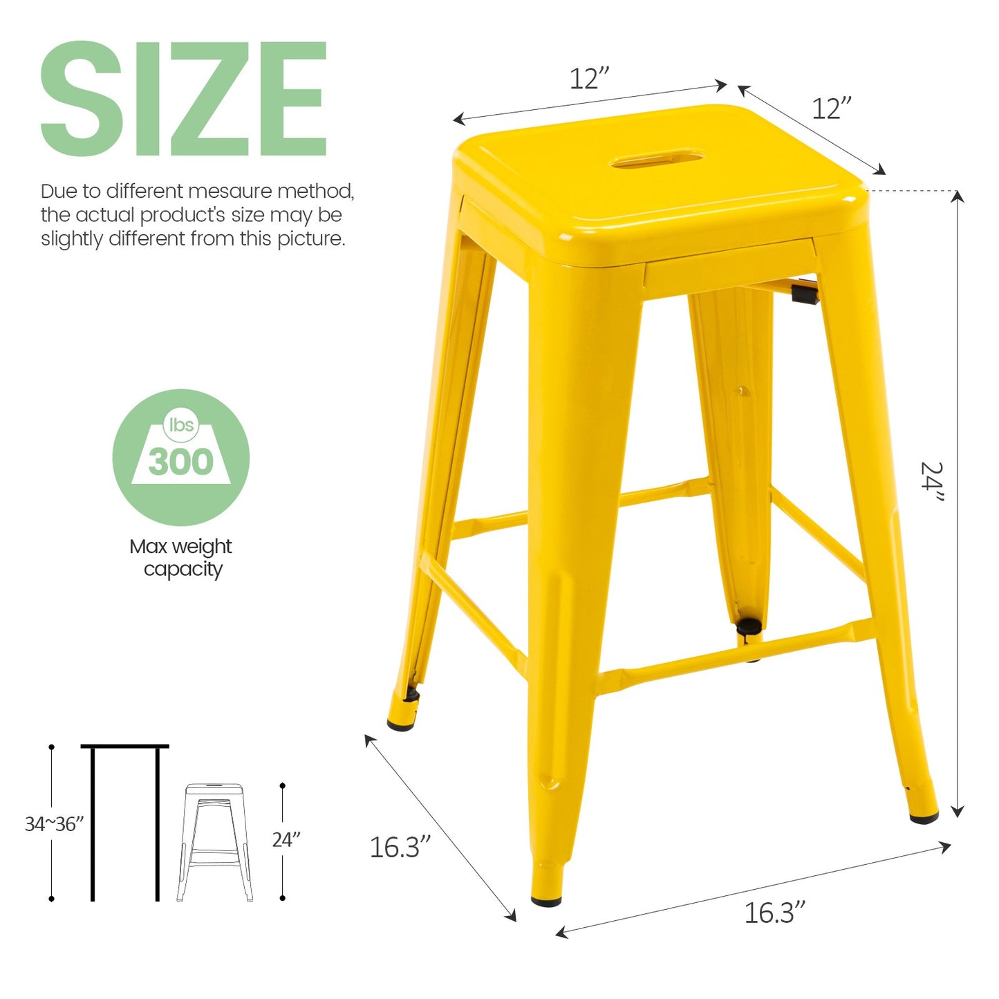 Vogue Furniture Direct White 24 Inch Metal Bar Stools Counter Height Barstools Modern Backless Stackable Metal Indoor\u002FOutdoor Bar Stools Kitchen Counter