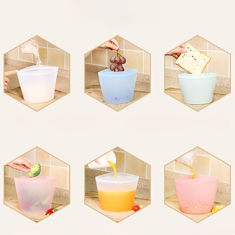Reusable Silicone Food Storage Bags - Leakproof, Fresh-Keeping Ziplock Containers for Fridge & Freezer | 17.6oz, 35.2oz, 52.8oz | Ideal for Snacks,
