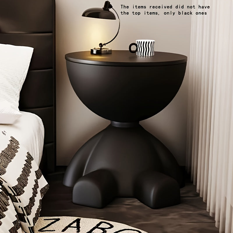 Modern | Multifunctional 1pc Modern Creative Bear-shaped Plastic Bedside Table | Multifunctional, Easy Assembly | White, Suitable for Living Room and Bedroom Storage