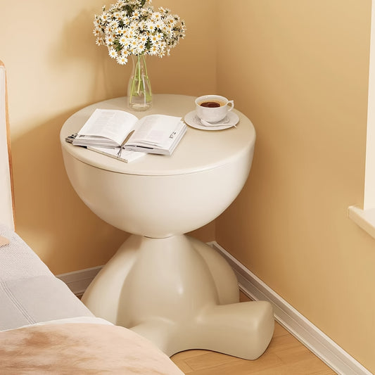 Modern | Multifunctional 1pc Modern Creative Bear-shaped Plastic Bedside Table | Multifunctional, Easy Assembly | White, Suitable for Living Room and Bedroom Storage
