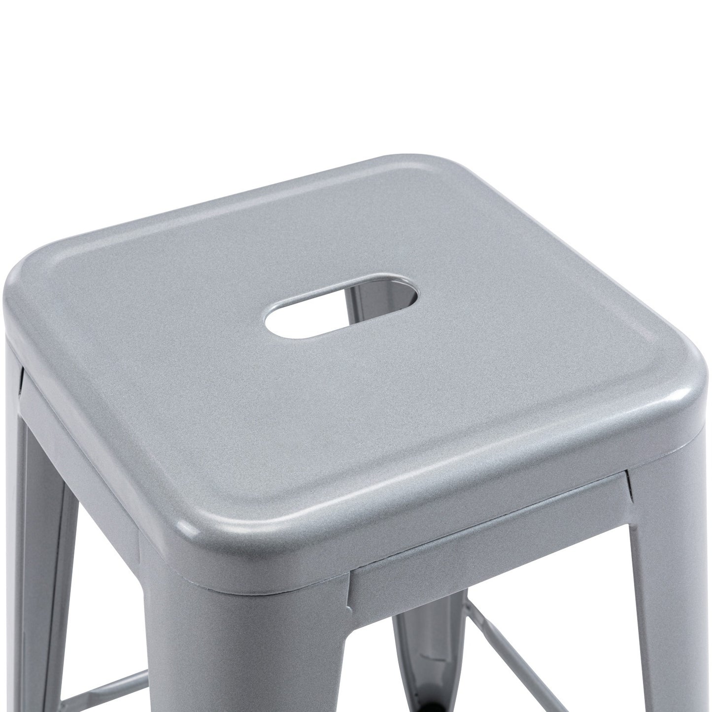 Vogue Furniture Direct White 24 Inch Metal Bar Stools Counter Height Barstools Modern Backless Stackable Metal Indoor\u002FOutdoor Bar Stools Kitchen Counter