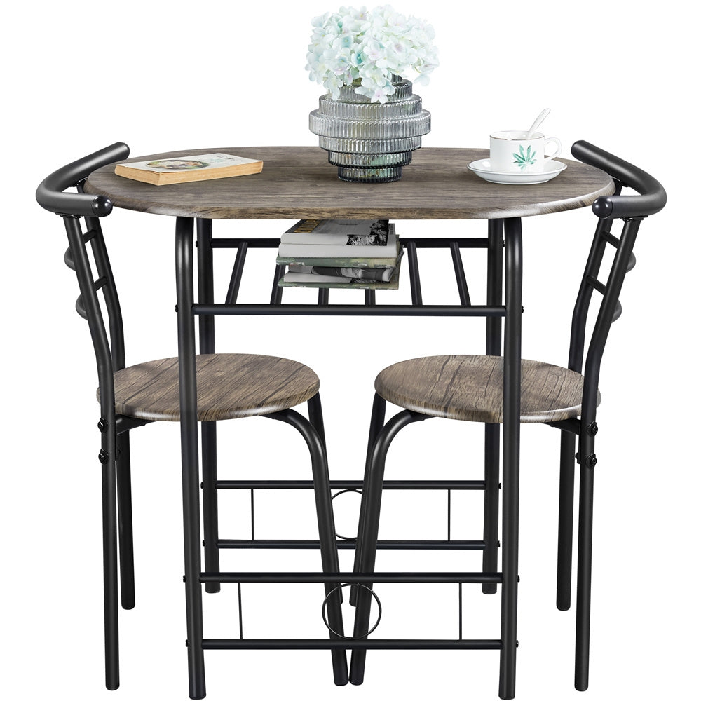 Costoffs Modern Round Dining Table and Chairs Set for 2 with Steel Legs & Storage Rack, Space-Saving Design for Kitchens, Apartments, Dorm Rooms, and Small Spaces,