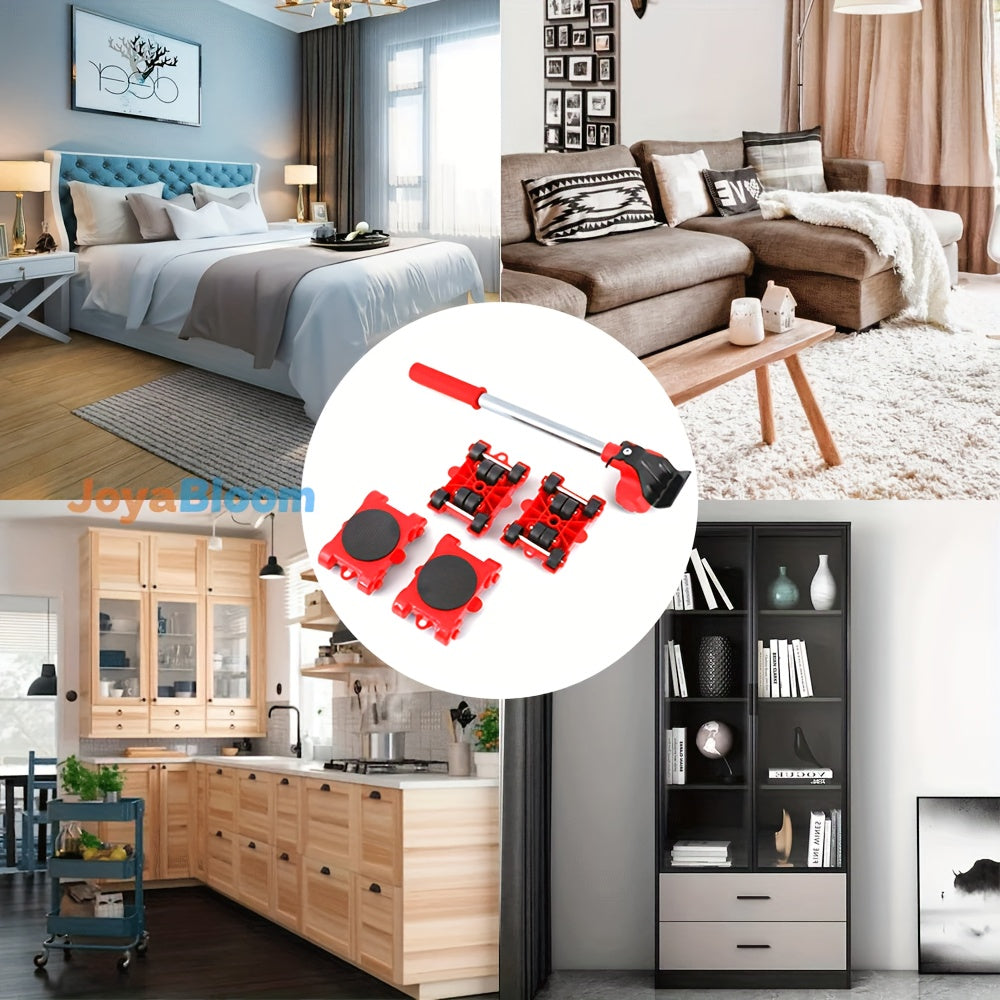 5pcs Heavy-Duty Furniture Moving Sliders Set - Effortless Rolling Casters for Hardwood Floors, Scratch-Resistant & Quiet Operation,