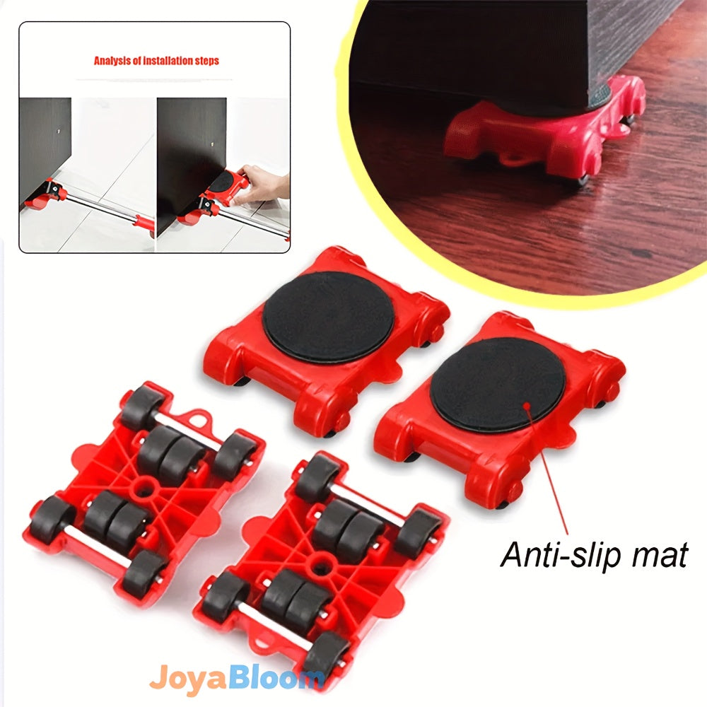 5pcs Heavy-Duty Furniture Moving Sliders Set - Effortless Rolling Casters for Hardwood Floors, Scratch-Resistant & Quiet Operation,