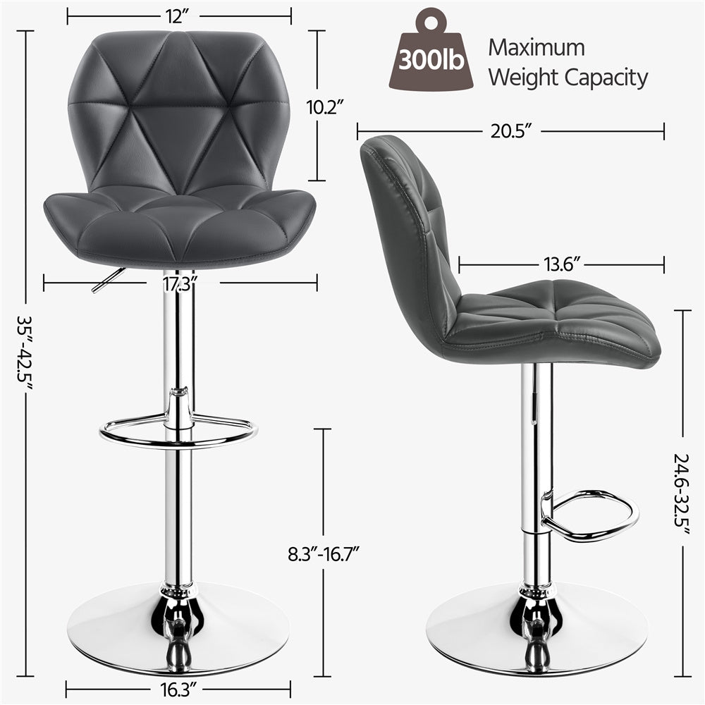 Costoffs 2pcs Swivel Bar Stools Halloween Gift PU Leather Bar Stools Set of 2, Adjustable Swivel Bar Stools, Modern Counter Height Stools with Backrest for Kitchen Island,