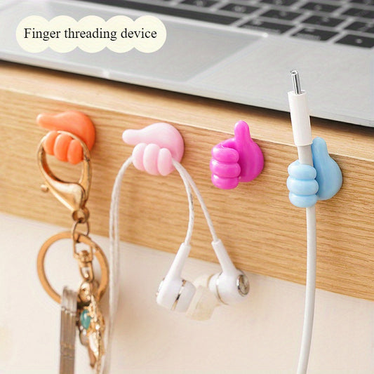 200pcs Colorful Thumbs-Up Charger Cable Organizers, Easy-Install Plastic Finger Hooks for Data Lines & Mobile Devices - Casual Style,