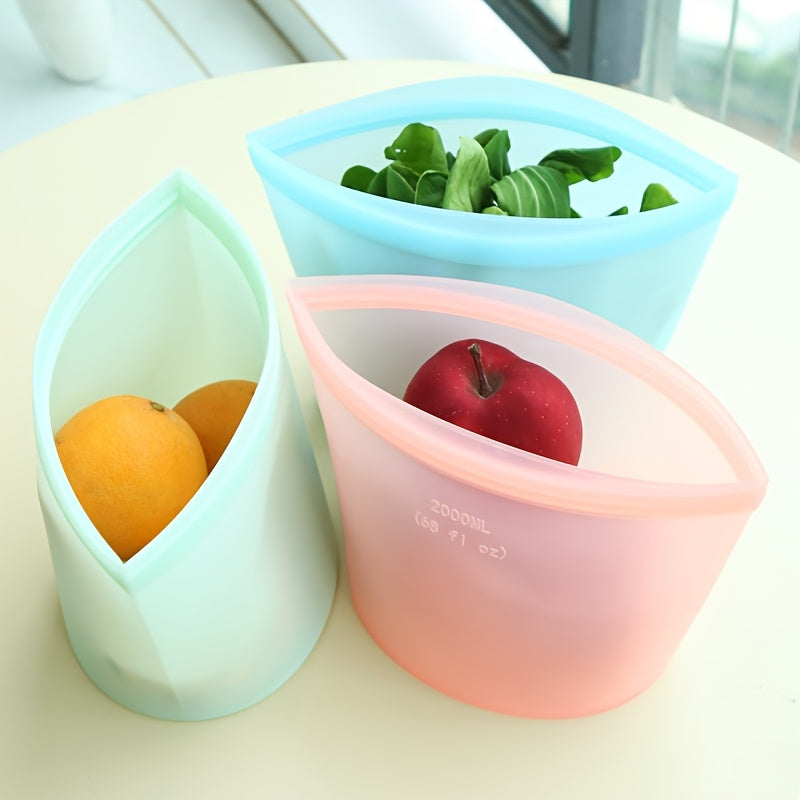 Reusable Silicone Food Storage Bags - Leakproof, Fresh-Keeping Ziplock Containers for Fridge & Freezer | 17.6oz, 35.2oz, 52.8oz | Ideal for Snacks,