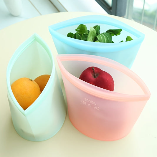 Reusable Silicone Food Storage Bags - Leakproof, Fresh-Keeping Ziplock Containers for Fridge & Freezer | 17.6oz, 35.2oz, 52.8oz | Ideal for Snacks,