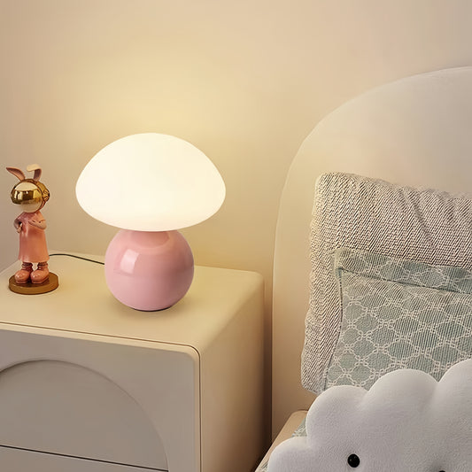 Elegant USB-Powered Ceramic Mushroom Table Lamp with Adjustable Brightness & Touch Control – Soft, Dimmable Light for Bedroom, Living Room, Desk, a