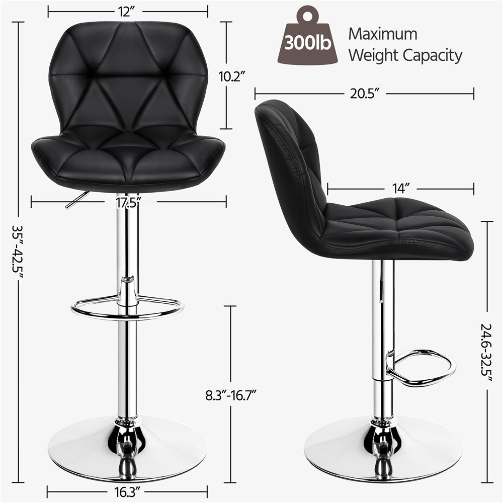 Costoffs 2pcs Swivel Bar Stools Halloween Gift PU Leather Bar Stools Set of 2, Adjustable Swivel Bar Stools, Modern Counter Height Stools with Backrest for Kitchen Island,