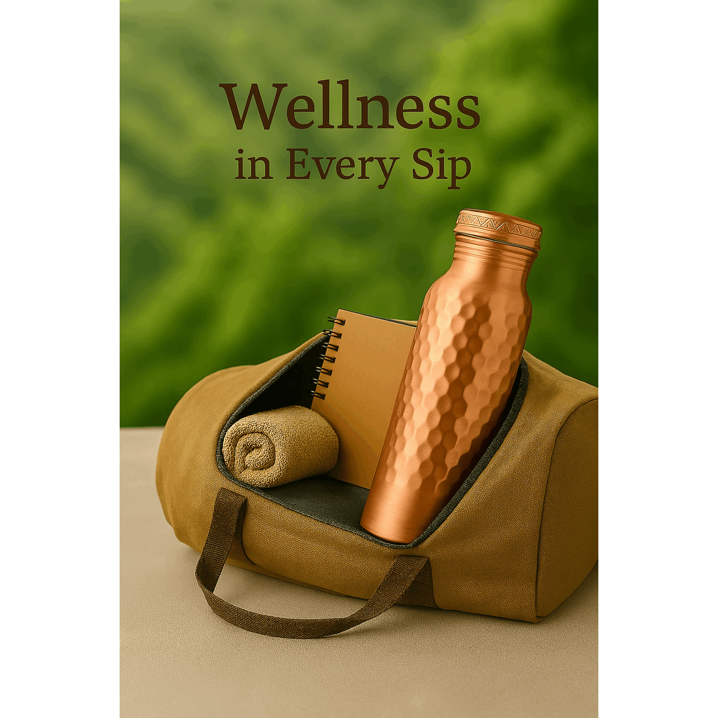 STORE INDYA Copper Water Bottle, 30 Oz, Hammered Ayurvedic Drinking Vessel with Leak-Proof Lid, Smooth Finish, Durable Stylish Design,