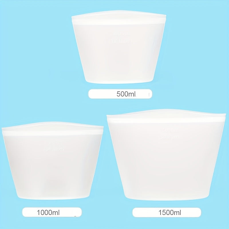 Reusable Silicone Food Storage Bags - Leakproof, Fresh-Keeping Ziplock Containers for Fridge & Freezer | 17.6oz, 35.2oz, 52.8oz | Ideal for Snacks,