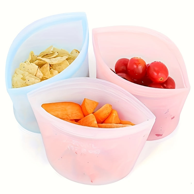 Reusable Silicone Food Storage Bags - Leakproof, Fresh-Keeping Ziplock Containers for Fridge & Freezer | 17.6oz, 35.2oz, 52.8oz | Ideal for Snacks,