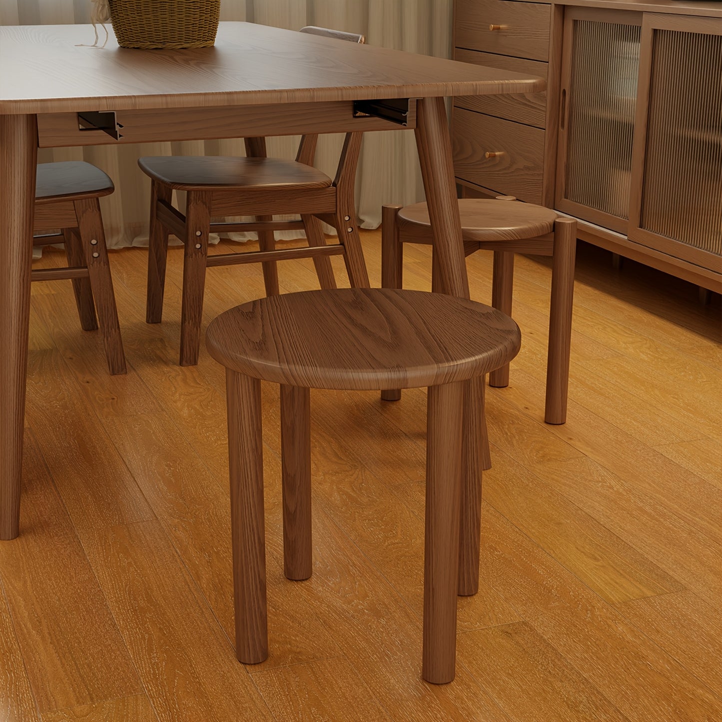 Elegant Dining Chairs Durable and Sturdy Solid Wood Dining Chairs | Elegant Design, Space-saving Solution for Restaurants and Bedrooms - Walnut\u002FNatural