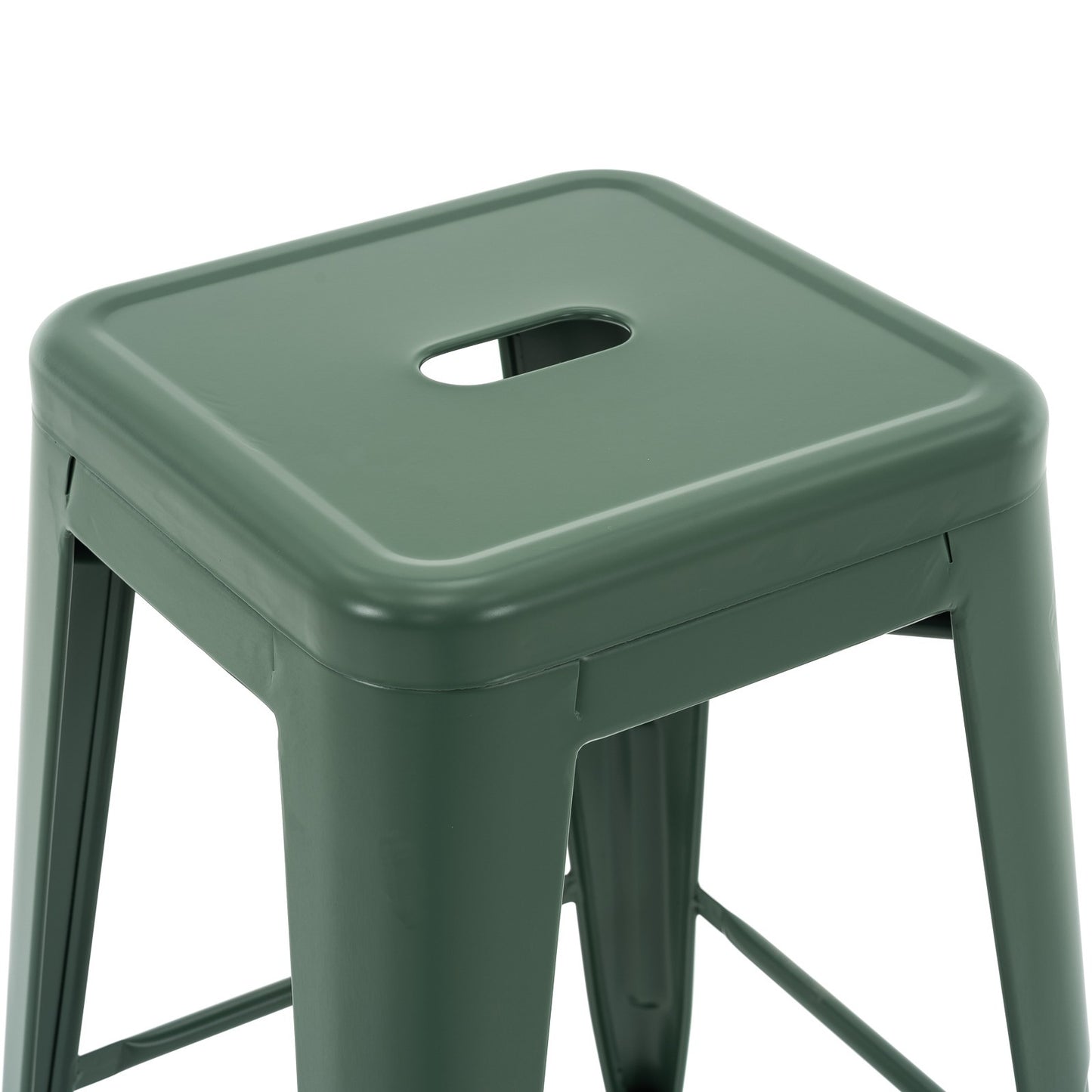 Vogue Furniture Direct White 24 Inch Metal Bar Stools Counter Height Barstools Modern Backless Stackable Metal Indoor\u002FOutdoor Bar Stools Kitchen Counter