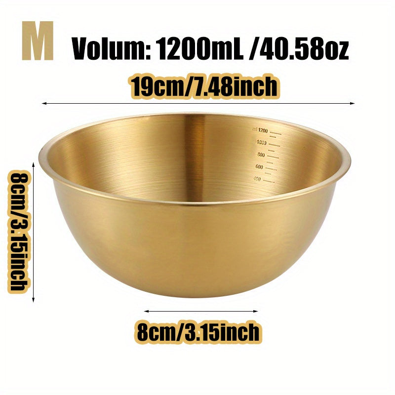 3pcs Stainless Steel Salad Bowls Set, Oven Safe, Durable Kitchen Mixing Bowls with Measurement Marks