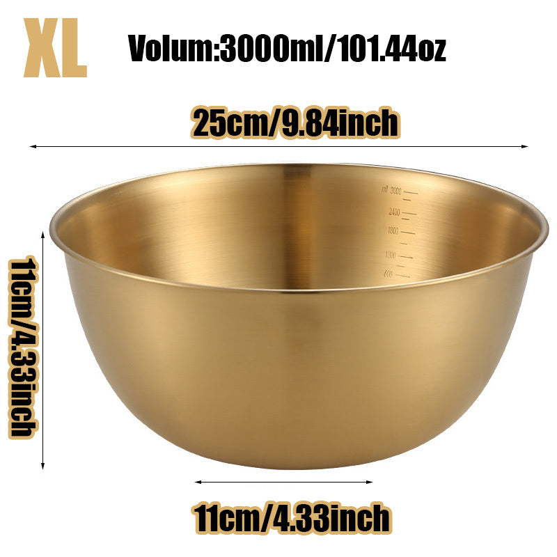 3pcs Stainless Steel Salad Bowls Set, Oven Safe, Durable Kitchen Mixing Bowls with Measurement Marks