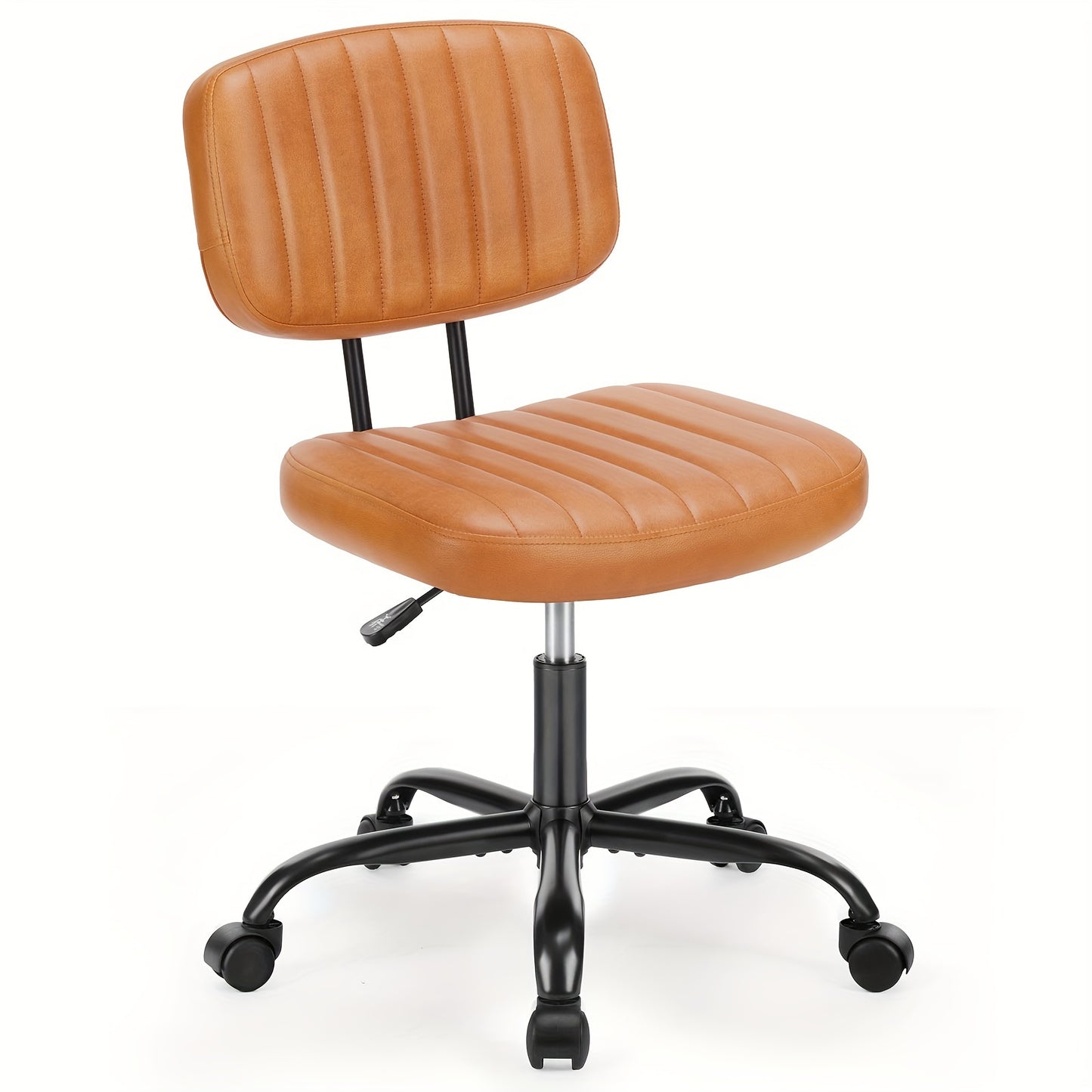 Everyday Comfort Ergonomic Office Chair with Lumbar Support, Adjustable Height, and Wheels – Comfy Armless Swivel Task Chair for Home or Office Study, Black