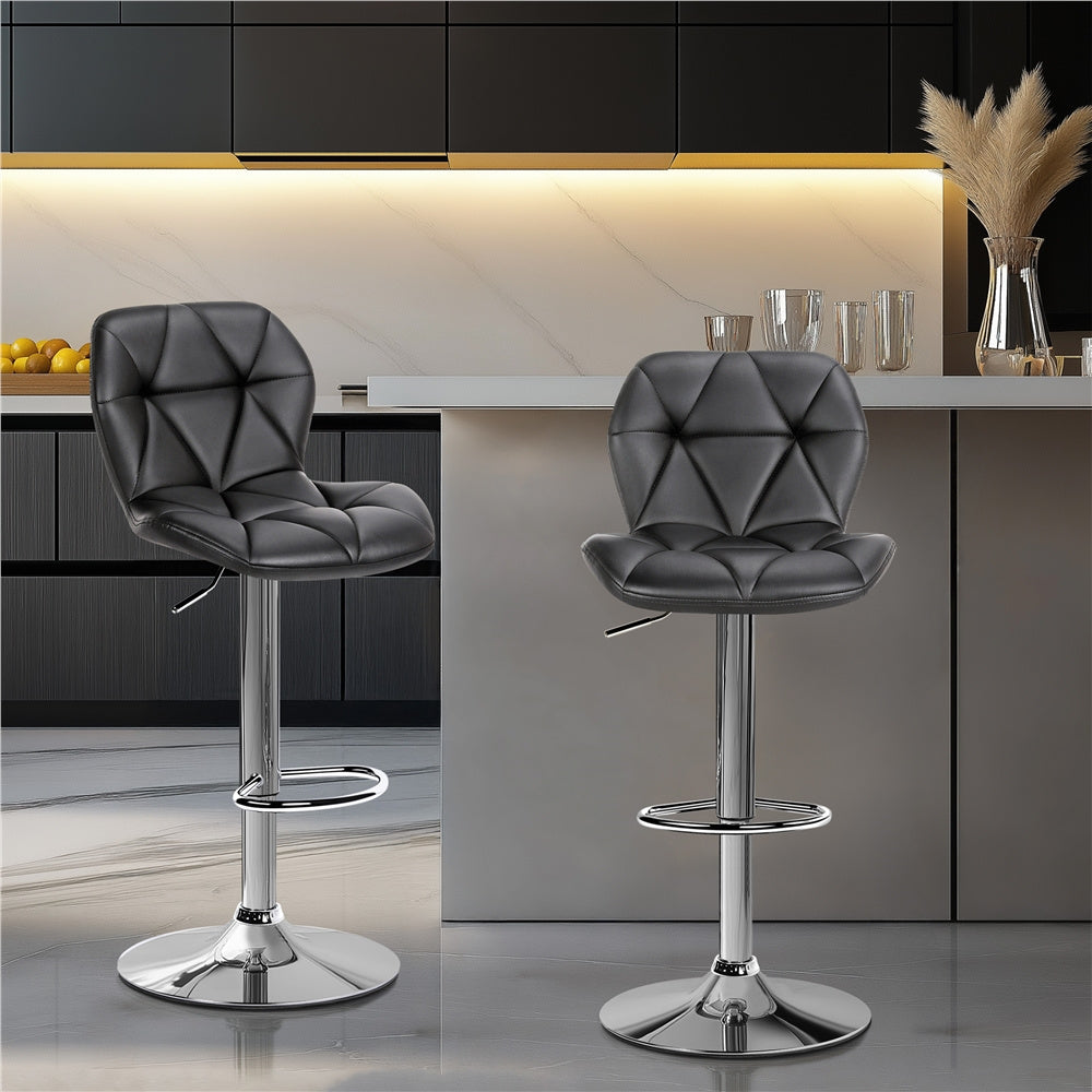 Costoffs 2pcs Swivel Bar Stools Halloween Gift PU Leather Bar Stools Set of 2, Adjustable Swivel Bar Stools, Modern Counter Height Stools with Backrest for Kitchen Island,