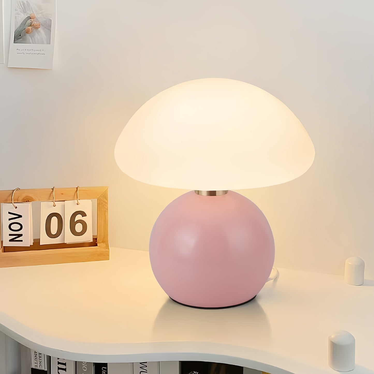 Elegant USB-Powered Ceramic Mushroom Table Lamp with Adjustable Brightness & Touch Control – Soft, Dimmable Light for Bedroom, Living Room, Desk, a