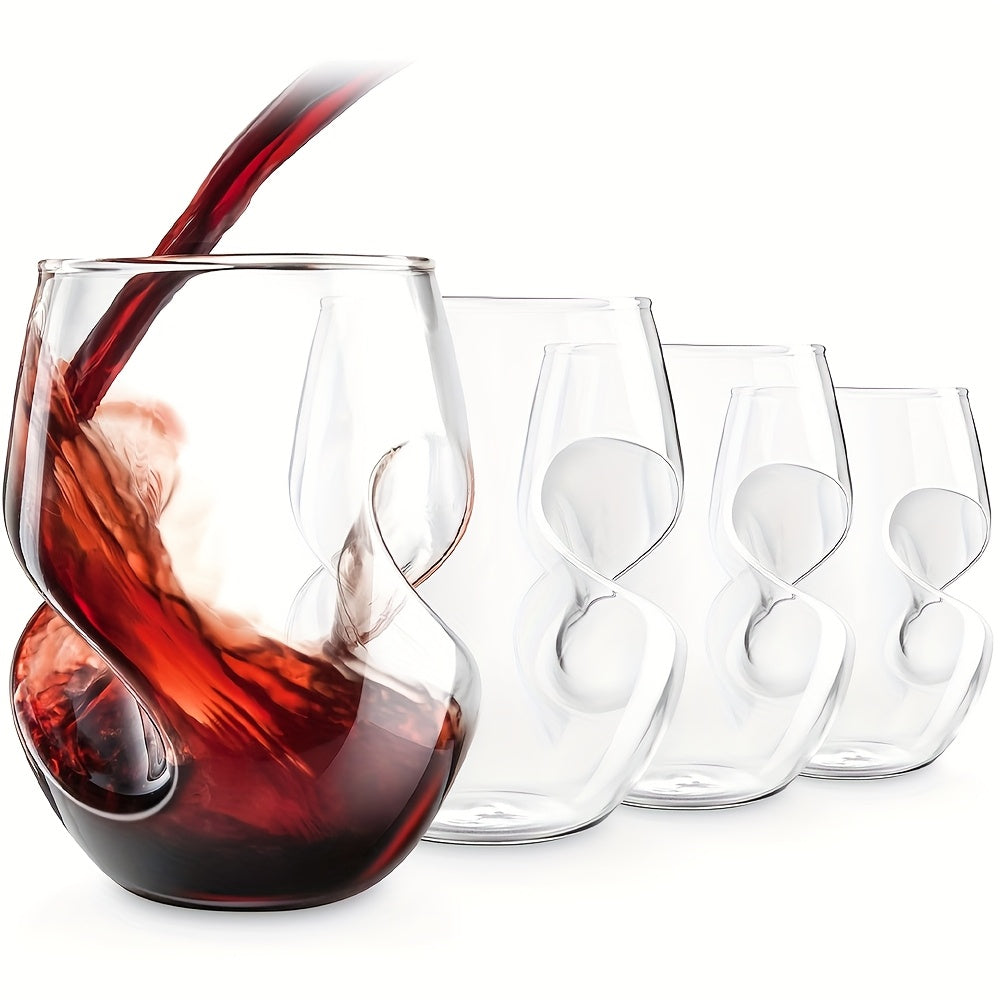 Borosilicate Glasses 4 New 16oz Borosilicate Glasses - Elegant Curved Glassware - Wine Glasses Suitable for Parties, Weddings, Gatherings, Picnics, Iced Coffee,