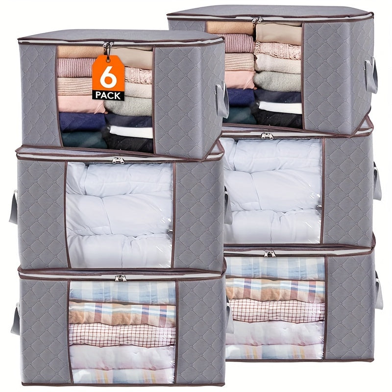 6pcs Extra Large Storage Bags 6pcs Extra Large Storage Bags with Zipper | Quilt and Blanket Organizer for Home, Covered Storage for Clothes, Sweaters,
