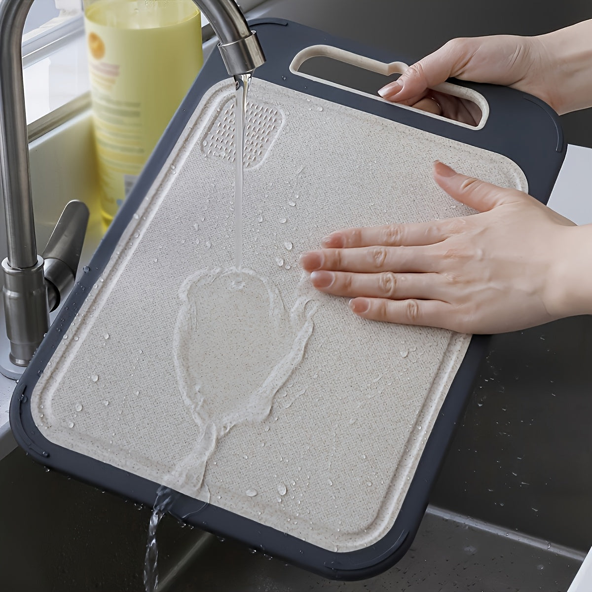 Stainless Steel Cutting Board Faridabio Stainless Steel Cutting Board | Double-Sided Anti-Slip Kitchen Board with PP Plastic Base - Lightweight,