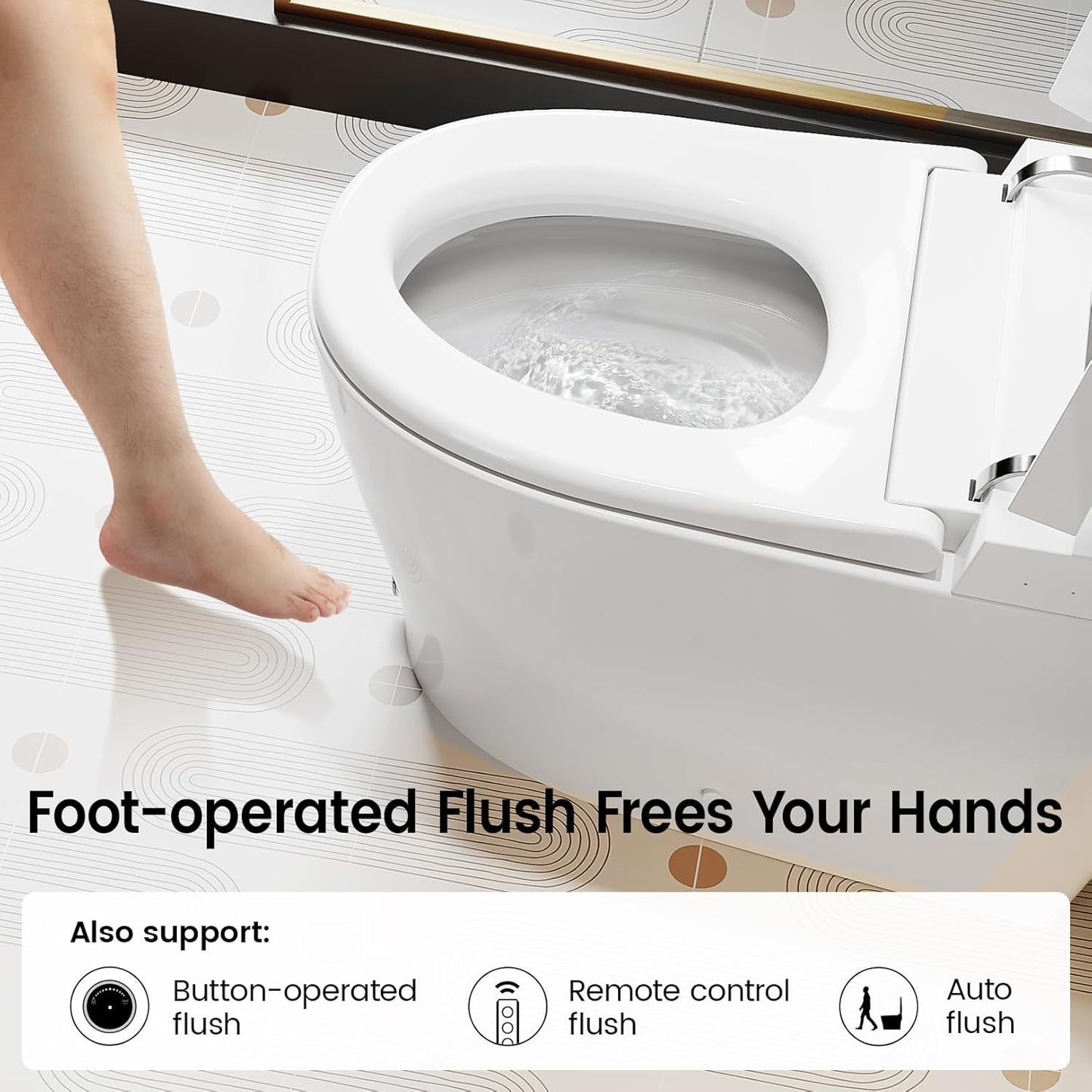 Smart Toilet with Built-in Bidet, One-Piece Bidet Toilet for Bathrooms, YA60 Bidet Toilet with Auto Flush, Kick Flush, Heated Seat, Warm Water and Dryer,