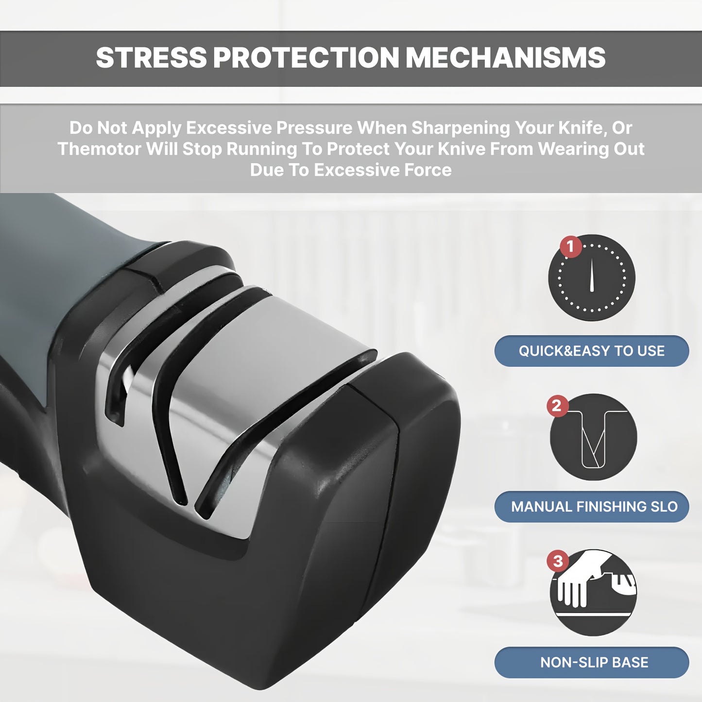 Electric Knife Sharpener WANVOAPLS 2-Stage Electric Knife Sharpener | USB-Powered, Automatic Overpressure Protection, Multi-Functional for Kitchen Knives,