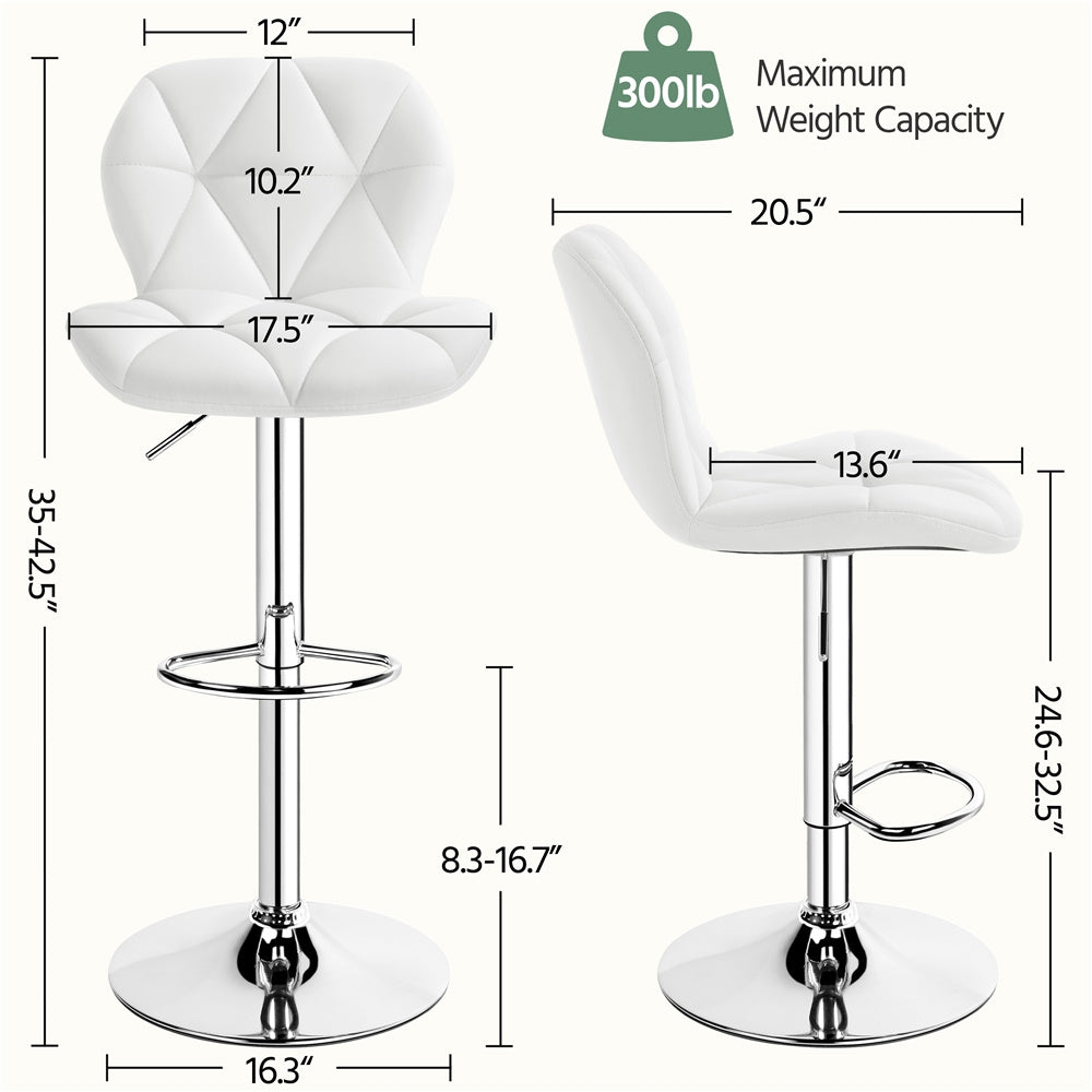 Costoffs 2pcs Swivel Bar Stools Halloween Gift PU Leather Bar Stools Set of 2, Adjustable Swivel Bar Stools, Modern Counter Height Stools with Backrest for Kitchen Island,