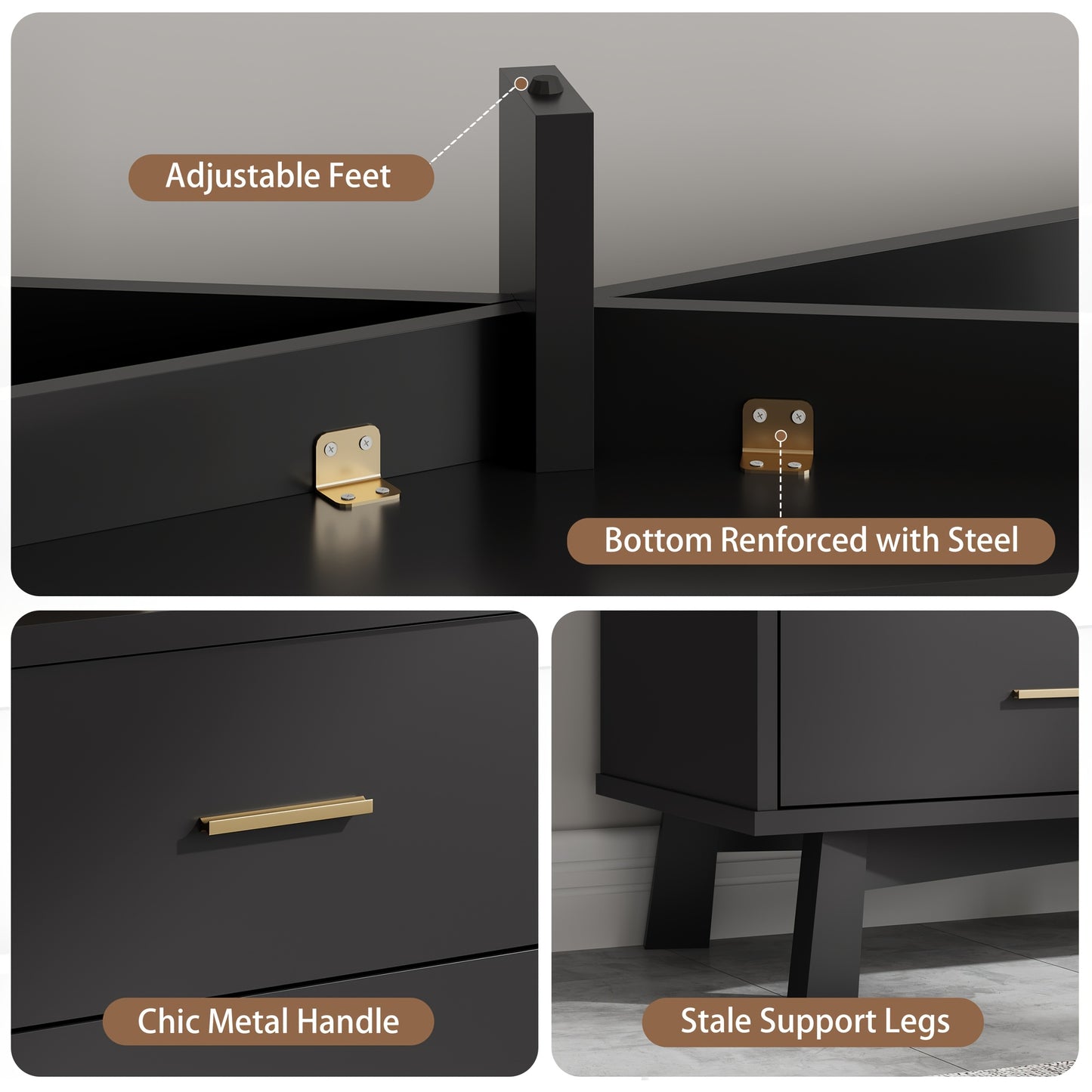 Wood Double Dresser 6 Drawer Double Dresser - Wood Chest of Drawers for Bedroom, Living Room, Hallway - TV Stand Storage Cabinet