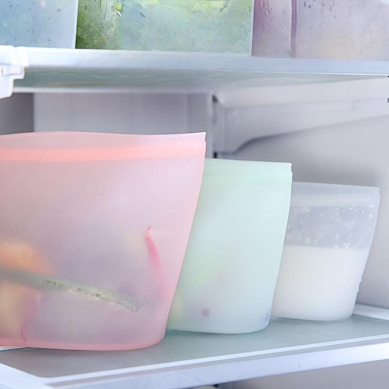 Reusable Silicone Food Storage Bags - Leakproof, Fresh-Keeping Ziplock Containers for Fridge & Freezer | 17.6oz, 35.2oz, 52.8oz | Ideal for Snacks,