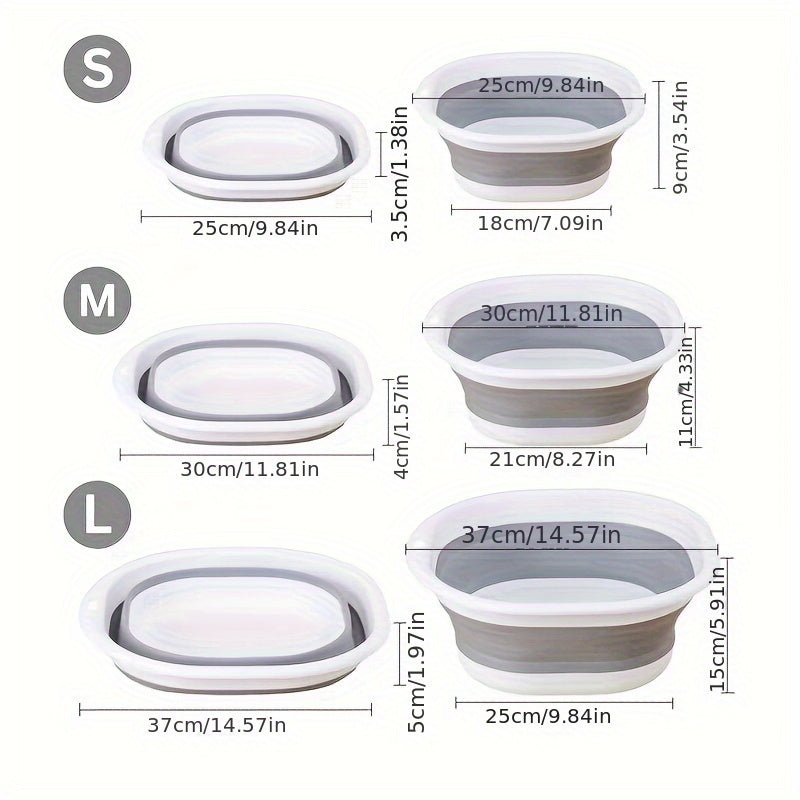 3pcs Foldable Sink Set, Plastic, Fragrance-Free, Portable Travel Basin for Dorm, Home, Laundry, Commercial Personal Hygiene, Bathroom Container, No Power, No Battery