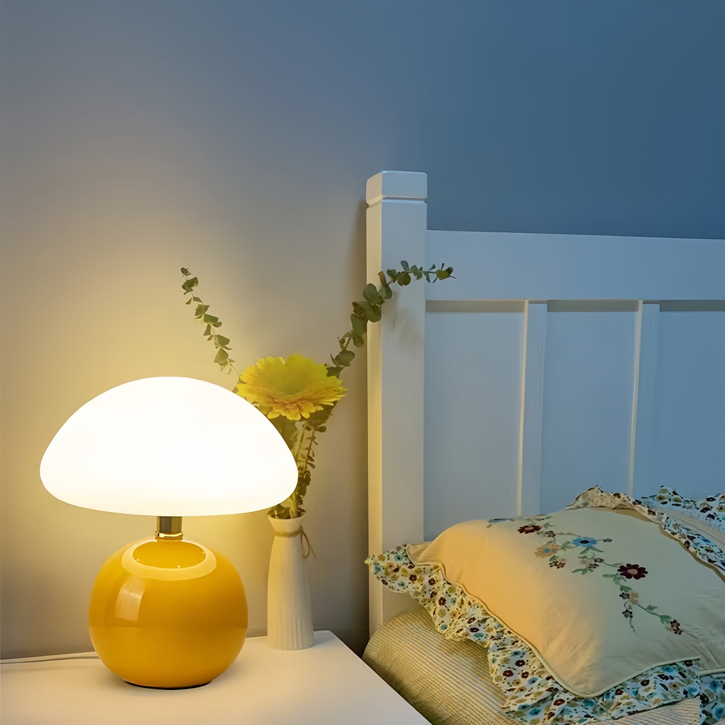 Elegant USB-Powered Ceramic Mushroom Table Lamp with Adjustable Brightness & Touch Control – Soft, Dimmable Light for Bedroom, Living Room, Desk, a